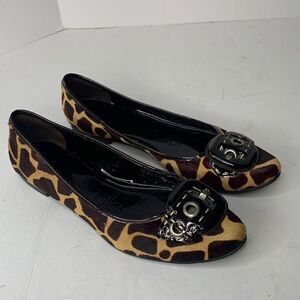 Bernardo cow hair black leather flats